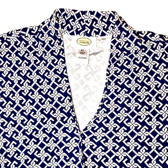 Talbots Wrap Style Geometric Print Top in Navy/White Women’s XL - Picture 3 of 8